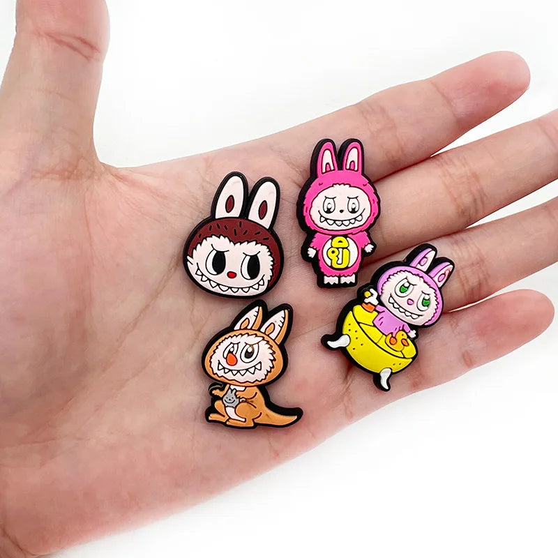 10pcs Labubu Shoe Flower Buckle for Men Women Anime Cartoon Cute Applique Boys Girls Shoes DIY Decorative Products Patch Toys