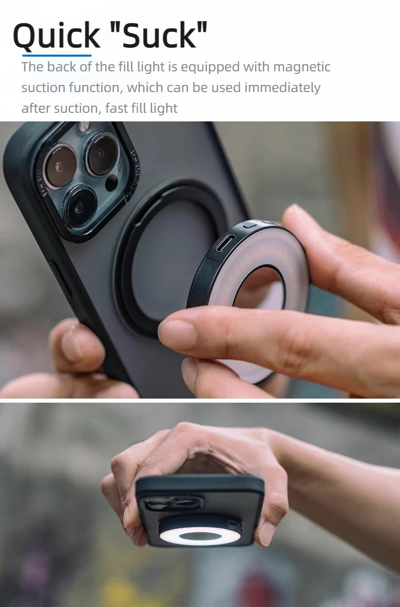 Mini Magnetic Fill Light Pocket Portable Outdoor Photographic Lamp for Apple iPhone 15/14/13/12 Mobile Phone Tiktok Live Selfie