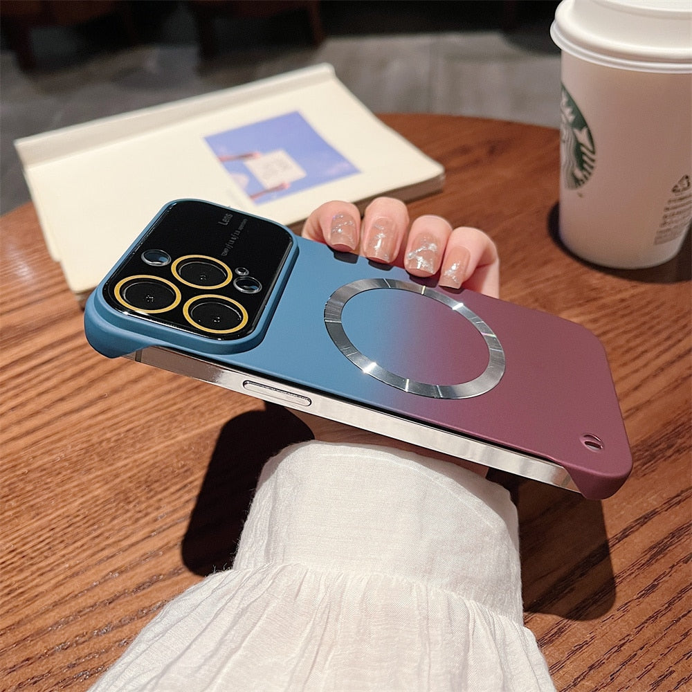 Ultra Thin Borderless Magnetic Magsafe Charging Case For iPhone 13 Pro 14 Pro Max 12 Gradient Color Hard Cover For iPhone 14 Pro