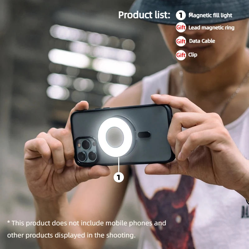 Mini Magnetic Fill Light Pocket Portable Outdoor Photographic Lamp for Apple iPhone 15/14/13/12 Mobile Phone Tiktok Live Selfie