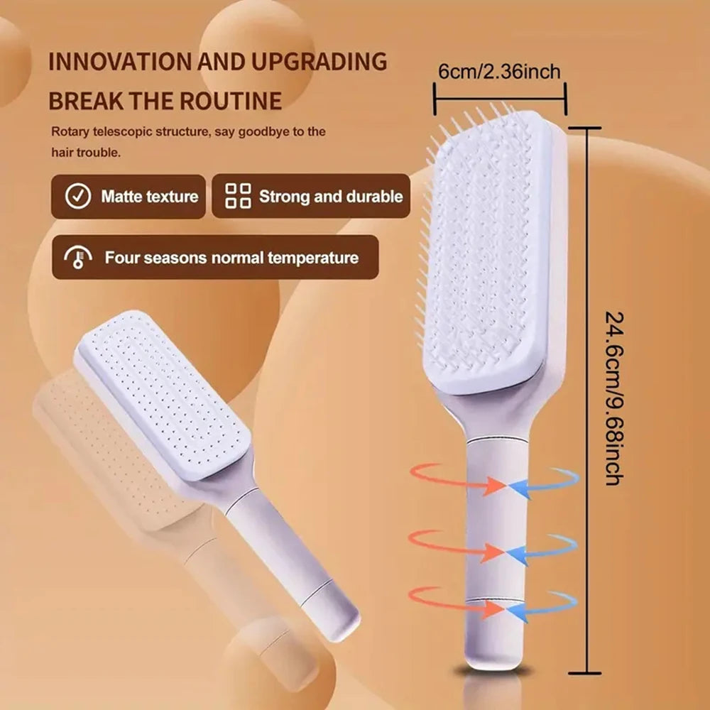 Rotatable Self Cleaning Hair Brush Massage Air Cushion Comb Magic Retractable Comb For Women Anti-static Hair Smoothing Comb